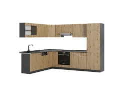 Winkelküchen<Vicco R-Line Eckküche Artisan Eiche/Anthrazit 227 x 287 cm AP Anthrazit ohne E-Geräte