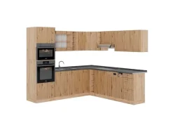 Winkelküchen<Vicco R-Line Eckküche Artisan-Eiche/Goldkraft Eiche 237 x 247 cm AP Anthrazit ohne E-Geräte