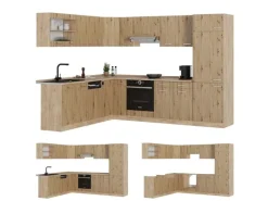 Vicco R-Line Eckküche Artisan-Eiche/Goldkraft Eiche 227 x 287 cm ohne Arbeitsplatte ohne E-Geräte< Winkelküchen