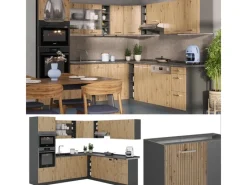 Vicco R-Line Eckküche Artisan Eiche/Anthrazit 237 x 247 cm AP Eiche ohne E-Geräte< Winkelküchen|Einbauküchen