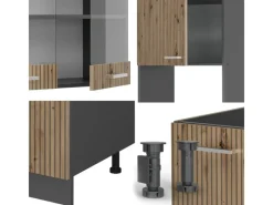 Vicco R-Line Eckküche Artisan Eiche/Anthrazit 237 x 247 cm AP Eiche ohne E-Geräte< Winkelküchen|Einbauküchen