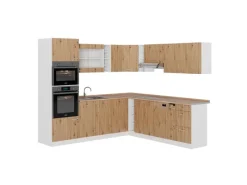 New Vicco R-Line Eckküche /Weiß 237 x 247 cm AP Eiche ohne E-Geräte Artisan Eiche