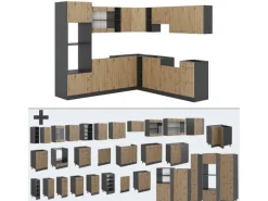 Vicco R-Line Eckküche Artisan Eiche/Anthrazit 237 x 247 cm AP Anthrazit ohne E-Geräte< Herde|Winkelküchen