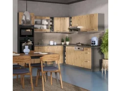 Discount Vicco R-Line Eckküche Artisan Eiche/Anthrazit 237 x 247 cm ohne Arbeitsplatte ohne E-Geräte Eiche Hell