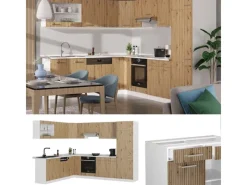 Winkelküchen<Vicco R-Line Eckküche /Weiß 227 x 287 cm AP Anthrazit ohne E-Geräte