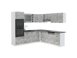 Winkelküchen|Kücheninseln<Vicco R-Line Eckküche Beton/Weiß 237 x 247 cm AP Anthrazit ohne E-Geräte