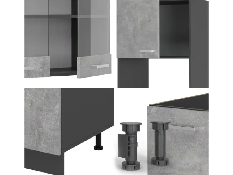 Vicco R-Line Eckküche /Anthrazit 237 x 247 cm AP Anthrazit ohne E-Geräte< Winkelküchen|Einbauküchen