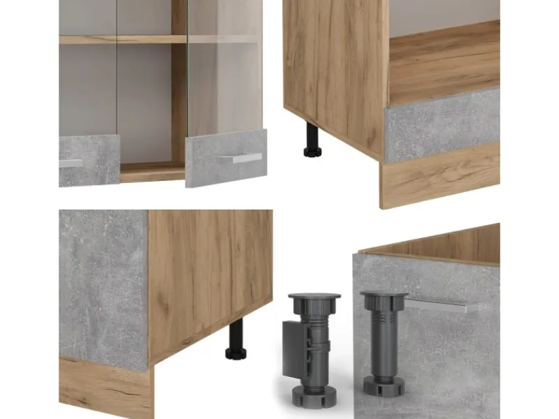Vicco R-Line Eckküche /Goldkraft Eiche 227 x 287 cm AP Eiche ohne E-Geräte< Winkelküchen|Küchenschränke