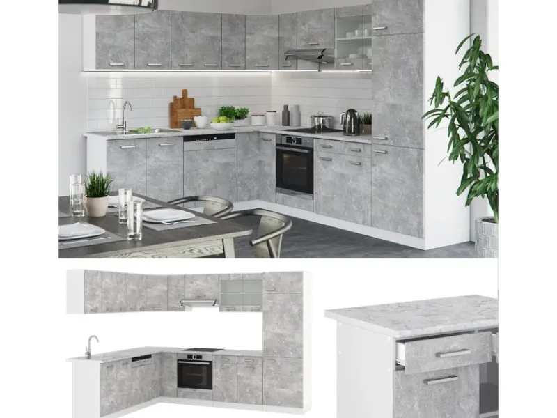Vicco R-Line Eckküche 227 x 287 cm ohne Arbeitsplatte ohne E-Geräte< Herde|Winkelküchen