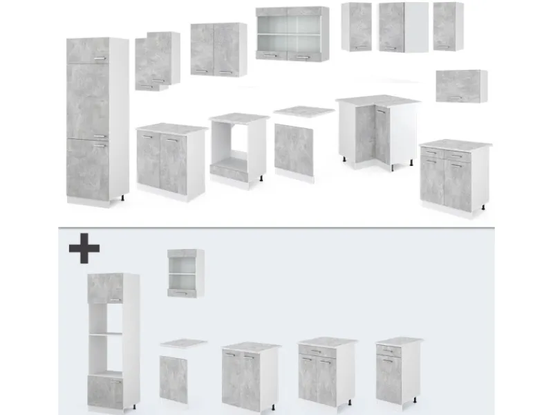 Vicco R-Line Eckküche 227 x 287 cm ohne Arbeitsplatte ohne E-Geräte< Herde|Winkelküchen