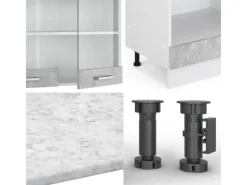 Online Vicco R-Line Eckküche 227 x 287 cm AP Marmor ohne E-Geräte Beton