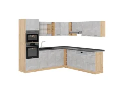 Hot Vicco R-Line Eckküche /Goldkraft Eiche 237 x 247 cm AP Anthrazit ohne E-Geräte Beton