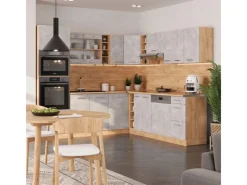 Outlet Vicco R-Line Eckküche /Goldkraft Eiche 237 x 60 cm ohne Arbeitsplatte ohne E-Geräte Beton