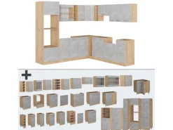 Outlet Vicco R-Line Eckküche /Goldkraft Eiche 237 x 60 cm ohne Arbeitsplatte ohne E-Geräte Beton
