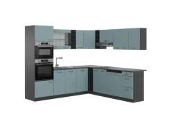 Vicco R-Line Eckküche Blau-Grau/Anthrazit 237 x 247 cm AP Anthrazit ohne E-Geräte Blaugrau