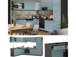Vicco R-Line Eckküche Blau-Grau/Anthrazit 227 x 287 cm AP Eiche ohne E-Geräte< Küchenschränke