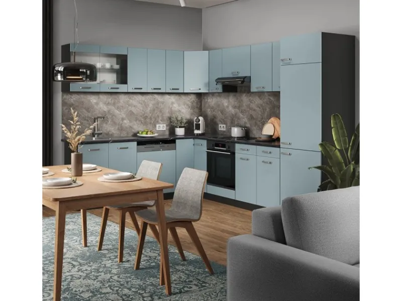Vicco R-Line Eckküche Blau-Grau/Anthrazit 227 x 287 cm AP Anthrazit ohne E-Geräte< Winkelküchen|Einbauküchen