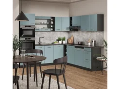 Vicco R-Line Eckküche Blau-Grau/Anthrazit 237 x 247 cm AP Eiche ohne E-Geräte< Kücheninseln|Einbauküchen