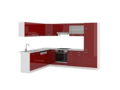 Sale Vicco R-Line Eckküche Bordeaux Hochglanz/Weiß 227 x 287 cm AP Marmor ohne E-Geräte Brilliant Bordeaux