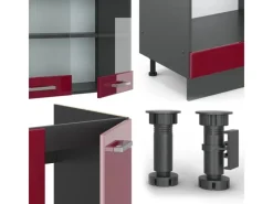 Vicco R-Line Eckküche Bordeaux Hochglanz/Anthrazit 227 x 287 cm ohne Arbeitsplatte ohne E-Geräte< Winkelküchen