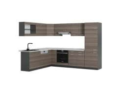 Vicco R-Line Eckküche /Anthrazit 227 x 287 cm AP Marmor ohne E-Geräte< Gefrierschränke|Winkelküchen