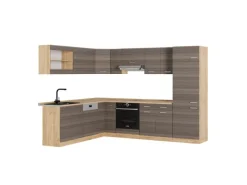 Clearance Vicco R-Line Eckküche /Goldkraft Eiche 227 x 287 cm ohne Arbeitsplatte ohne E-Geräte Edelgrau