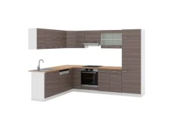 Vicco R-Line Eckküche /Weiß 227 x 287 cm AP Eiche ohne E-Geräte Edelgrau