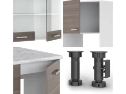 Vicco R-Line Eckküche /Weiß 237 x 247 cm AP Anthrazit ohne E-Geräte< Winkelküchen