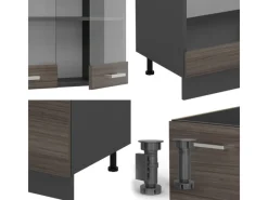 Winkelküchen|Herde<Vicco R-Line Eckküche /Anthrazit 227 x 287 cm ohne Arbeitsplatte ohne E-Geräte