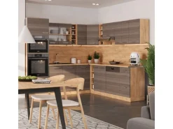 Winkelküchen<Vicco R-Line Eckküche /Goldkraft Eiche 237 x 247 cm AP Anthrazit ohne E-Geräte