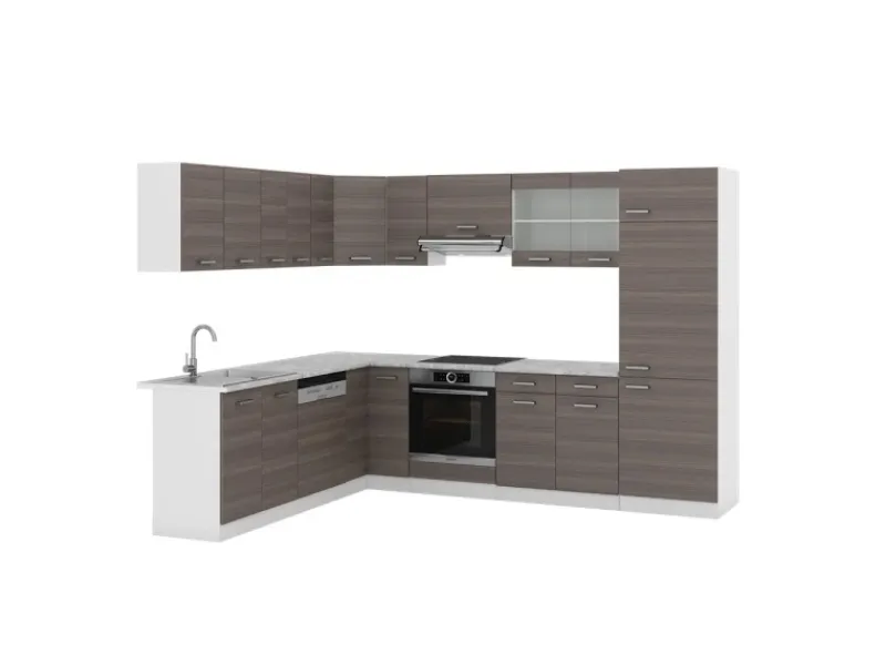 Vicco R-Line Eckküche /Weiß 227 x 287 cm AP Marmor ohne E-Geräte< Winkelküchen