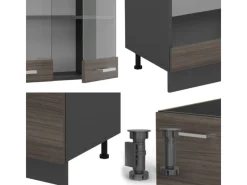 Clearance Vicco R-Line Eckküche /Anthrazit 227 x 287 cm AP Eiche ohne E-Geräte Edelgrau