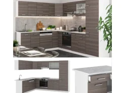 Sale Vicco R-Line Eckküche /Weiß 227 x 287 cm AP Anthrazit ohne E-Geräte Edelgrau