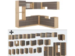 Vicco R-Line Eckküche /Goldkraft Eiche 237 x 247 cm AP Eiche ohne E-Geräte< Winkelküchen|Einbauküchen