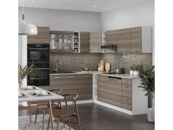 Vicco R-Line Eckküche /Weiß 237 x 60 cm AP Marmor ohne E-Geräte< Winkelküchen|Einbauküchen