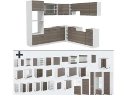 Vicco R-Line Eckküche /Weiß 237 x 60 cm AP Marmor ohne E-Geräte< Winkelküchen|Einbauküchen