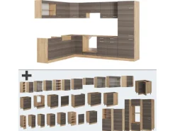 Hot Vicco R-Line Eckküche /Goldkraft Eiche 227 x 287 cm AP Marmor ohne E-Geräte Edelgrau