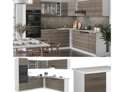 Vicco R-Line Eckküche /Weiß 237 x 247 cm AP Eiche ohne E-Geräte< Kühlschränke|Winkelküchen