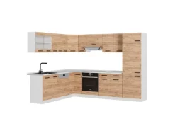Winkelküchen<Vicco R-Line Eckküche Goldkraft /Weiß 227 x 287 cm AP Marmor ohne E-Geräte