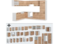 Winkelküchen<Vicco R-Line Eckküche Goldkraft /Weiß 227 x 287 cm AP Marmor ohne E-Geräte