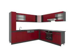 Winkelküchen<Vicco R-Line Eckküche 257 x 60 cm J-Shapeohne Arbeitsplatte ohne E-Geräte