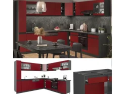 Winkelküchen<Vicco R-Line Eckküche 257 x 60 cm J-Shapeohne Arbeitsplatte ohne E-Geräte