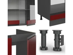Herde|Winkelküchen<Vicco R-Line Eckküche /Anthrazit 257 x 277 cm J-ShapeAP Anthrazit ohne E-Geräte