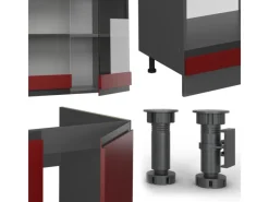 Vicco R-Line Eckküche /Anthrazit 257 x 277 cm J-ShapeAP Eiche ohne E-Geräte< Winkelküchen