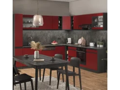 Winkelküchen<Vicco R-Line Eckküche /Anthrazit 257 x 277 cm J-ShapeAP Marmor ohne E-Geräte