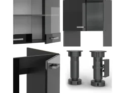 Sale Vicco R-Line Eckküche /Anthrazit 237 x 247 cm AP Eiche ohne E-Geräte Schwarz Hochglanz