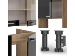 Winkelküchen|Einbauküchen<Vicco R-Line Eckküche /Goldkraft Eiche 237 x 247 cm AP Marmor ohne E-Geräte