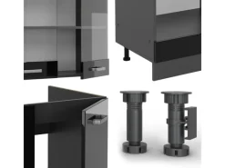 Vicco R-Line Eckküche /Anthrazit 227 x 287 cm AP Anthrazit ohne E-Geräte< Winkelküchen