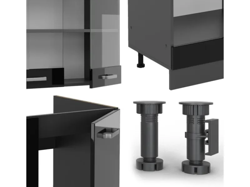 Vicco R-Line Eckküche /Anthrazit 227 x 287 cm AP Anthrazit ohne E-Geräte< Winkelküchen