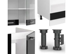 Outlet Vicco R-Line Eckküche /Weiß 227 x 287 cm AP Eiche ohne E-Geräte Schwarz Hochglanz